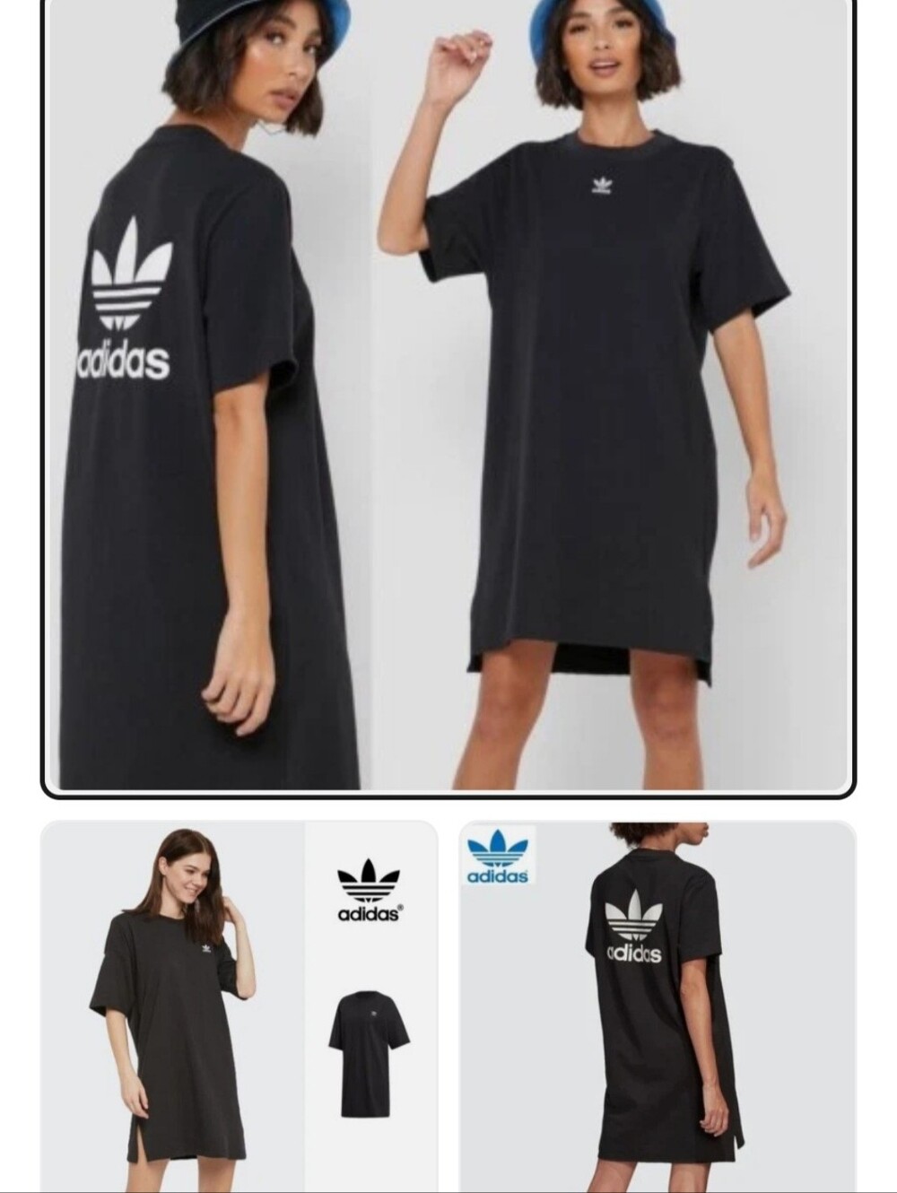 Adidas Black Short Sleeve Trefoil T-Shirt Dress